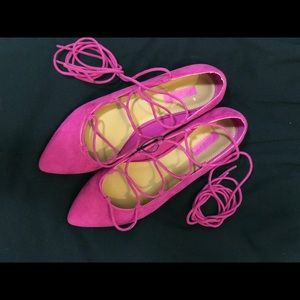 NWT- Fuchsia Ankle Wrap Flats